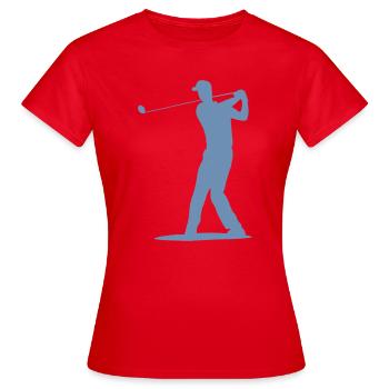 Golfer Abschlag Silhouette - Herren Design - Frauen T-Shirt - Rot - Vorne - AI Model Female 172 dark (172cm)