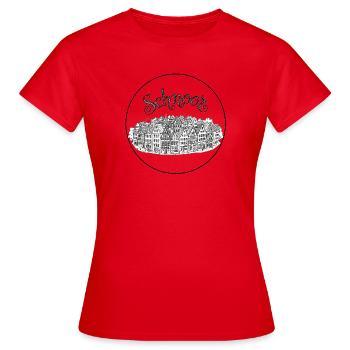 Bremen Schnoorviertel – Vieille ville nostalgique d’Illu - T-shirt Femme - rouge - Devant - AI Model Female 172 dark (172cm)