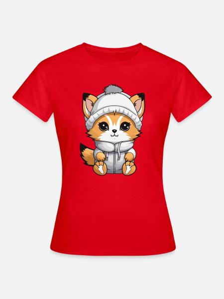 Fuchs Winter Comic - Frauen T-Shirt - Rot