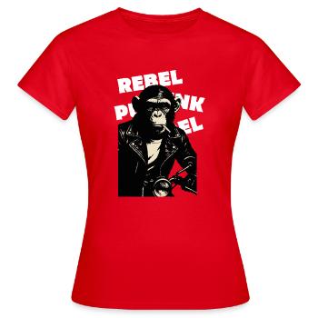 Rebellious Monkey on the motor - Women's T-Shirt - red - Front - AI Model Female 172 dark (172cm)