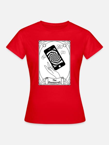 Doomscroll Brainrot Smartphone Tarot - Frauen T-Shirt - Rot
