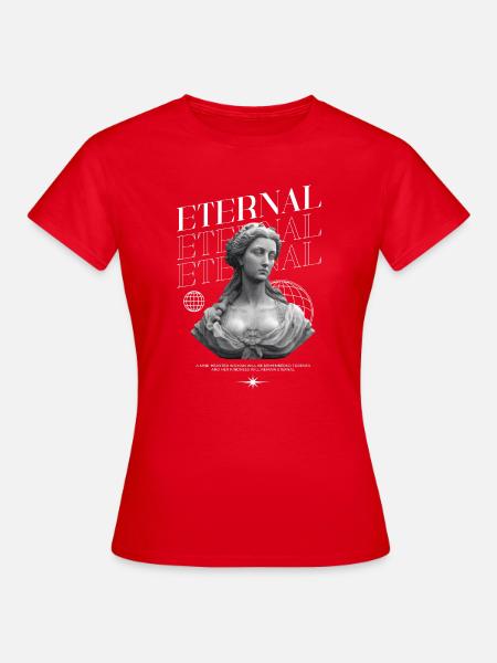 Ewige Güte: Statue, Globus Collage - Frauen T-Shirt - Rot