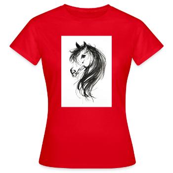 Tête de cheval peinte - T-shirt Femme - rouge - Devant - AI Model Female 172 dark (172cm)