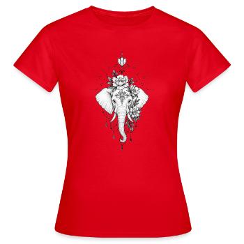 Blumen-Elefantenmandala-Schmuck - Frauen T-Shirt - Rot - Vorne - AI Model Female 172 dark (172cm)