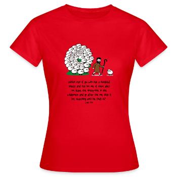 Hirte und Herde: komische Szene - Frauen T-Shirt - Rot - Vorne - AI Model Female 172 dark (172cm)
