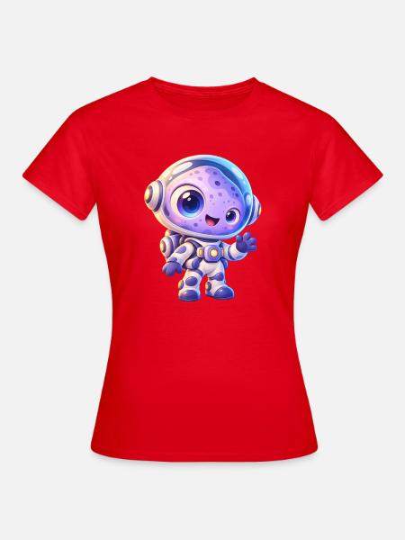 Kuscheliger Astronaut im All - Frauen T-Shirt - Rot