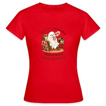 Kaffeegeist in bester Laune - Frauen T-Shirt - Rot - Vorne - AI Model Female 172 dark (172cm)