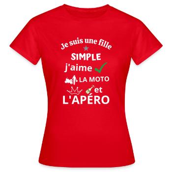 moto et apéro - cadeau - T-shirt Femme - rouge - Devant - AI Model Female 172 dark (172cm)