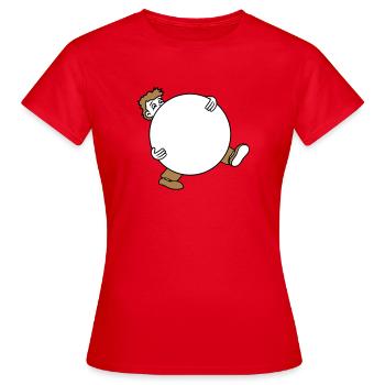kugel ball tragen schleppen gross schwer mann figu - Frauen T-Shirt - Rot - Vorne - AI Model Female 172 dark (172cm)