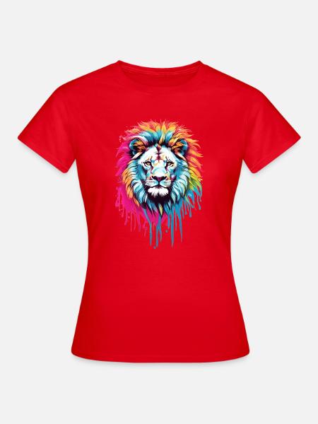 Bunter Löwenkopf - Frauen T-Shirt - Rot