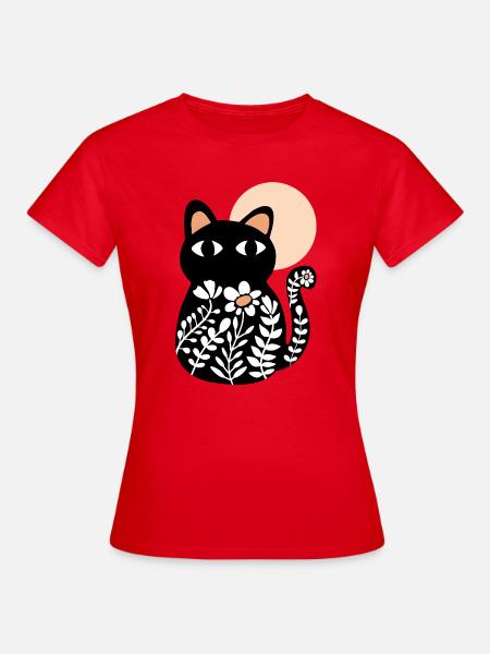 Cat in bloom - Frauen T-Shirt - Rot