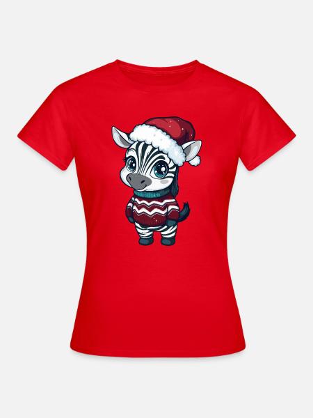 Zebra Weihnachten - Frauen T-Shirt - Rot