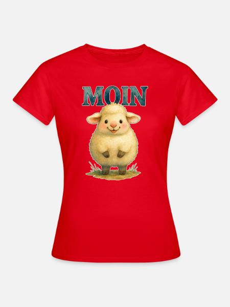 Moin Schäfchen Süßes Schaf Baby Kinder Norddeutsch - Frauen T-Shirt - Rot