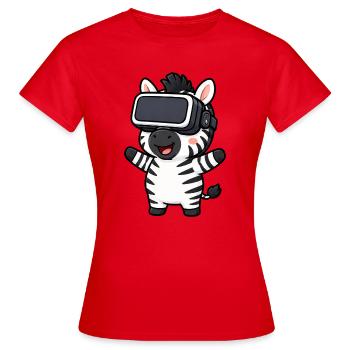 Mignon joueur de dessins animés Zebra Réalité virtuelle - T-shirt Femme - rouge - Devant - AI Model Female 172 dark (172cm)