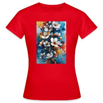 Fleurs Aquarelle Éclatantes - T-shirt Femme - rouge - Devant - AI Model Female 172 dark (172cm)