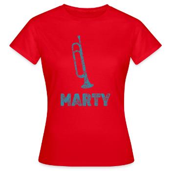 Marty als Trompeten - Frauen T-Shirt - Rot - Vorne - AI Model Female 172 dark (172cm)