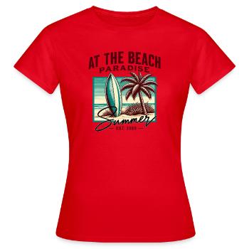 Summer Paradise on the Beach Retro Surf - Women's T-Shirt - red - Front - AI Model Female 172 dark (172cm)