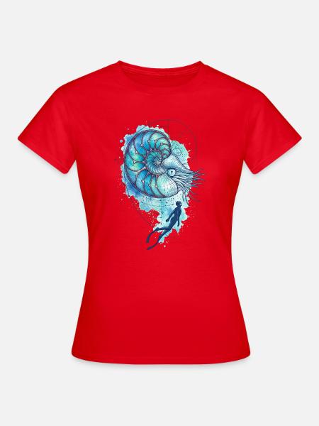 Ozeanische Kunst: Nautilus & Diver - Frauen T-Shirt - Rot
