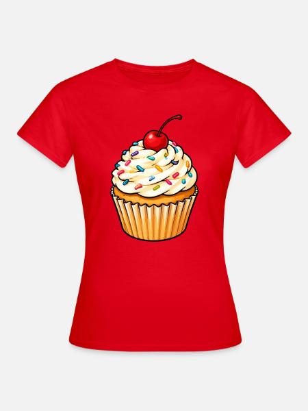 Kirschen Cupcake mit Streuseln - Frauen T-Shirt - Rot