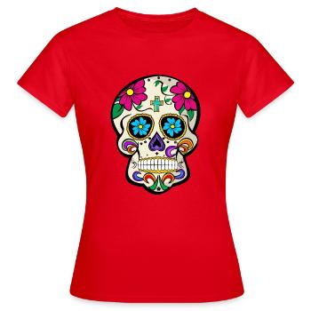 Mexikanischer Schädel - Frauen T-Shirt - Rot - Vorne - AI Model Female 172 dark (172cm)