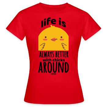 Poussins de la ferme de poulaillers - T-shirt Femme - rouge - Devant - AI Model Female 172 dark (172cm)
