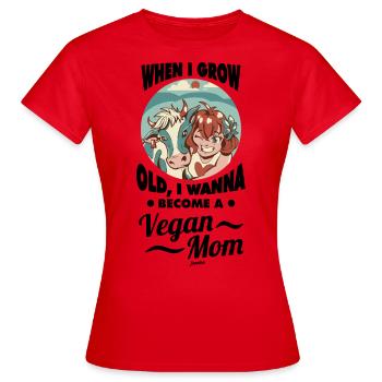 Mädchen wird Veganerin - Frauen T-Shirt - Rot - Vorne - AI Model Female 172 dark (172cm)