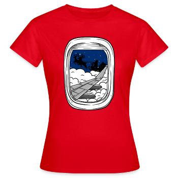 Vol de nuit au-dessus des nuages Traîneau de Noël - T-shirt Femme - rouge - Devant - AI Model Female 172 dark (172cm)