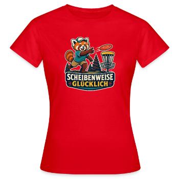 Scheibenweise glücklich – Discgolf - Frauen T-Shirt - Rot - Vorne - AI Model Female 172 dark (172cm)