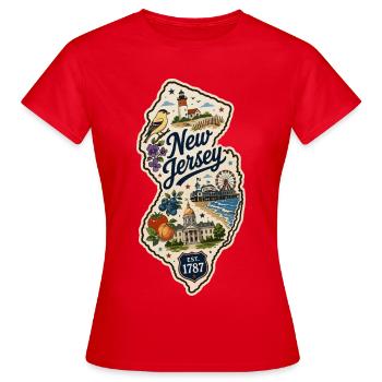 New Jersey Garden State Vintage Reiseaufkleber - Frauen T-Shirt - Rot - Vorne - AI Model Female 172 dark (172cm)