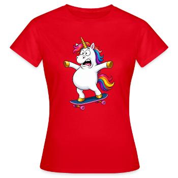 Échec de skateboard licorne vacillante - T-shirt Femme - rouge - Devant - AI Model Female 172 dark (172cm)