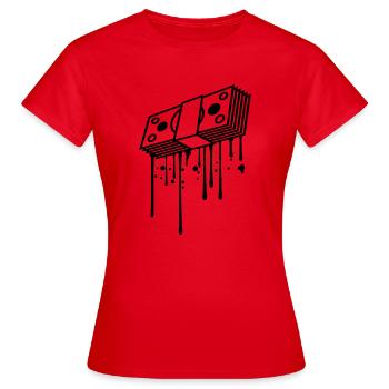gouttes de graffiti billets de banque buendel dollar gettin - T-shirt Femme - rouge - Devant - AI Model Female 172 dark (172cm)