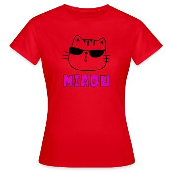 Chat - Miaou - T-shirt Femme - rouge - Devant - AI Model Female 172 dark (172cm)