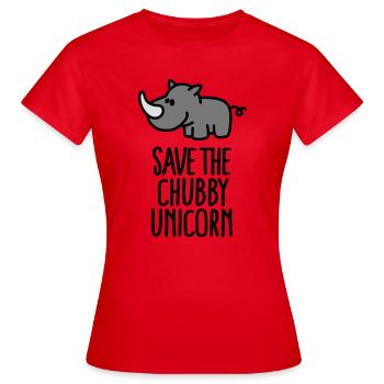 Save the chubby unicorn - Women's T-Shirt - red - Front - AI Model Female 172 dark (172cm)