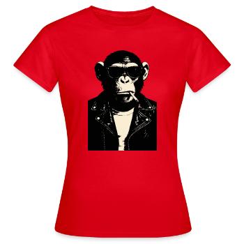 Affenrebell in Leder - Frauen T-Shirt - Rot - Vorne - AI Model Female 172 dark (172cm)