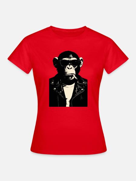 Affenrebell in Leder - Frauen T-Shirt - Rot