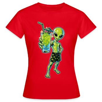 Alien Cocktail Party - Frauen T-Shirt - Rot - Vorne - AI Model Female 172 dark (172cm)