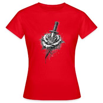 Rose With Dagger Gothic Graphic - Women's T-Shirt - red - Front - AI Model Female 172 dark (172cm)