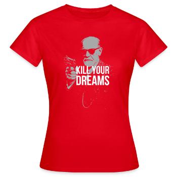 Sigmund Freud avec une arme et une citation inspirante - T-shirt Femme - rouge - Devant - AI Model Female 172 dark (172cm)