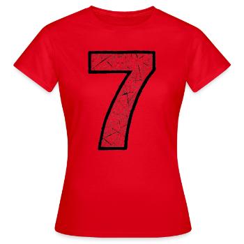 Rissiger Sieben Ziffer Muster - Frauen T-Shirt - Rot - Vorne - AI Model Female 172 dark (172cm)