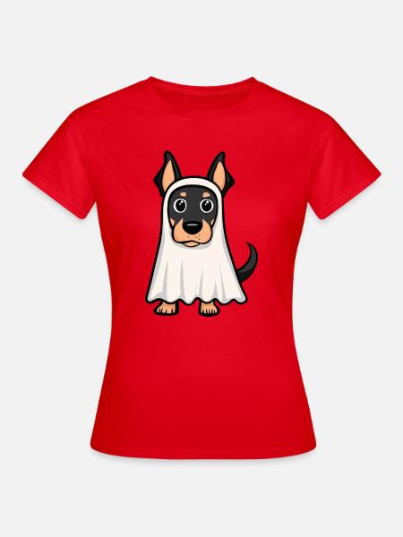 Dobermann Hund Halloween Geist - Frauen T-Shirt - Rot