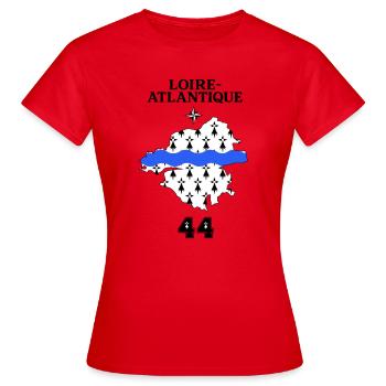 Loire Atlantique 44 - T-shirt Femme - rouge - Devant - AI Model Female 172 dark (172cm)