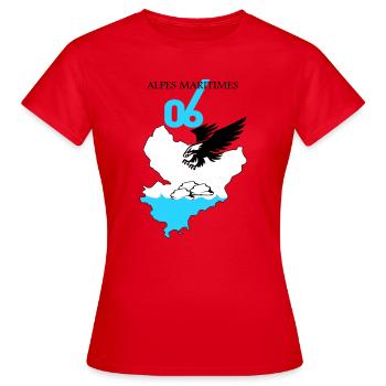 Alpes Maritimes - T-shirt Femme - rouge - Devant - AI Model Female 172 dark (172cm)