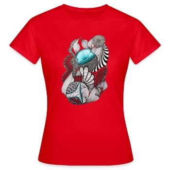 Ozeanische Tintenmuster - Frauen T-Shirt - Rot - Vorne - AI Model Female 172 dark (172cm)