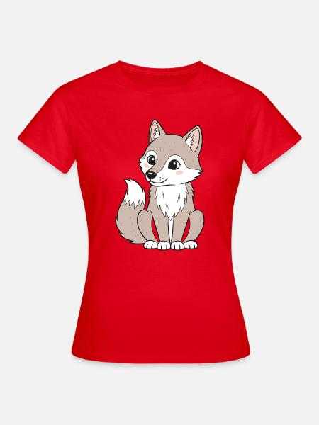 Kuscheliger Cartoon-Wolf - Frauen T-Shirt - Rot