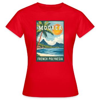 Erkunden Sie tropische Moorea in Französisch-Polynesien - Frauen T-Shirt - Rot - Vorne - AI Model Female 172 dark (172cm)