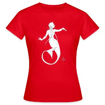 Sirenetta Lineart Inchiostro - T-shirt Femme - rouge - Devant - AI Model Female 172 dark (172cm)