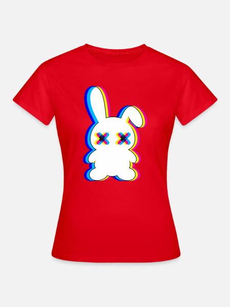 Glitch-Hase mit X-Augen - Frauen T-Shirt - Rot
