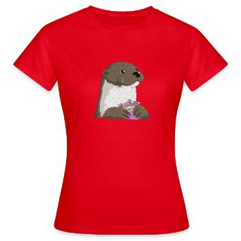 Fischotter Süßigkeiten - Frauen T-Shirt - Rot - Vorne - AI Model Female 172 dark (172cm)
