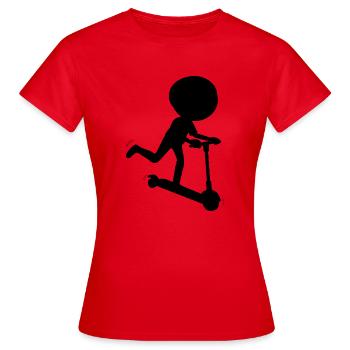 E-Scooter Roller Scooter - T-shirt Femme - rouge - Devant - AI Model Female 172 dark (172cm)