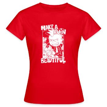 Make A Ruin Beautiful - Frauen T-Shirt - Rot - Vorne - AI Model Female 172 dark (172cm)